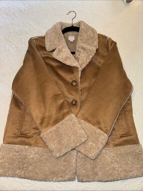 J. Jill Camel/Tan Faux Shearling Teddy Jacket